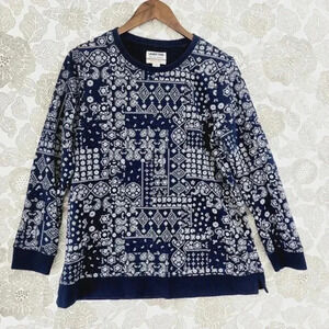 Vtg Lands'‎ End Serious Sweats Paisley Crewneck Sweatshirt Crewneck Women's MP